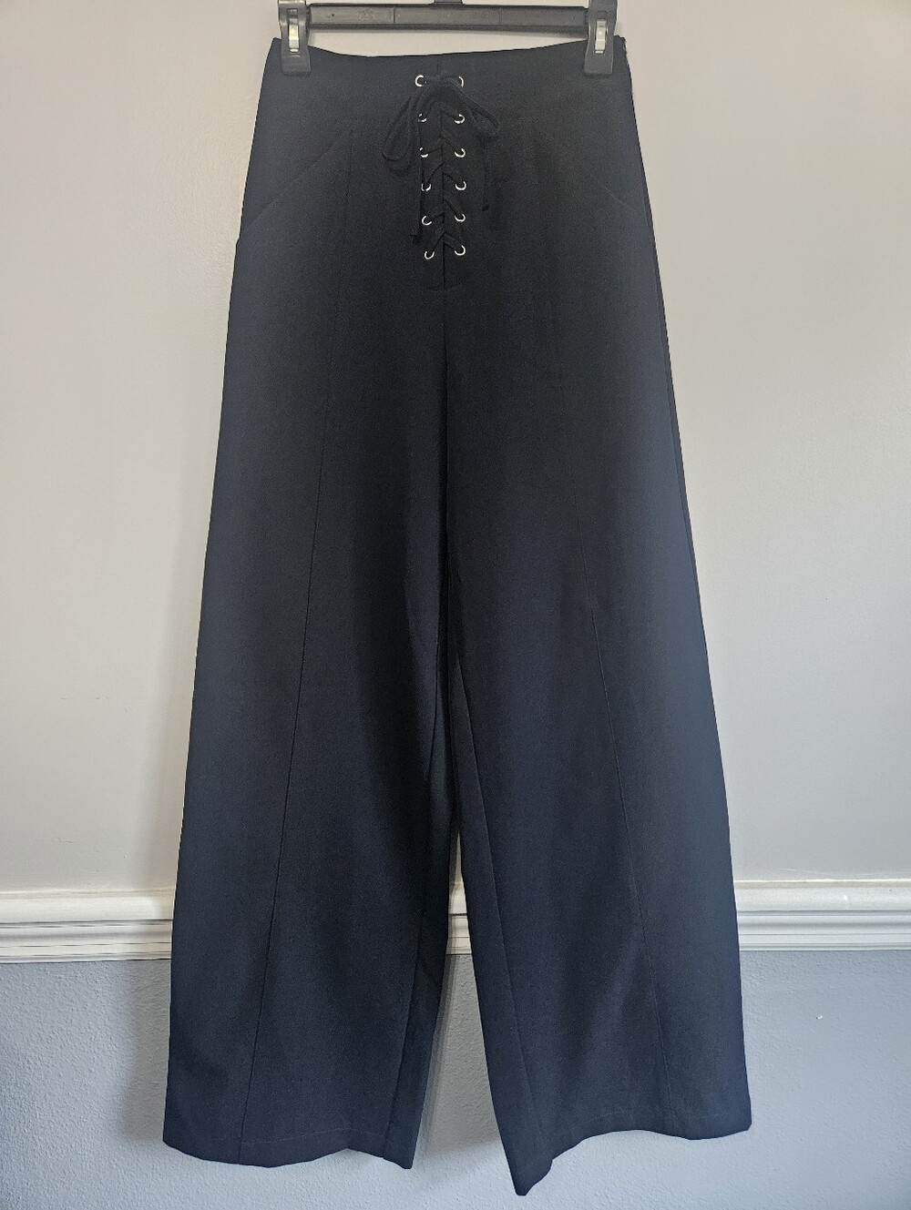 Bishop + Young Bridget Black Lace Up Wide Leg High Waist Pants Size XS